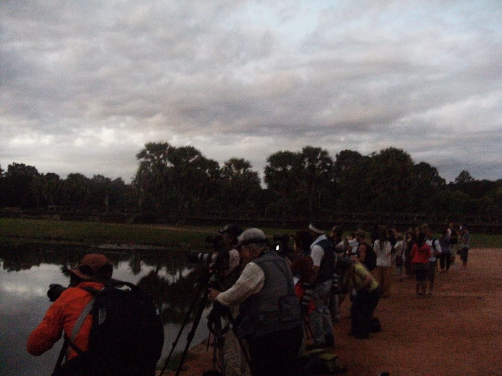 Photographers lined up, Angkor Wat