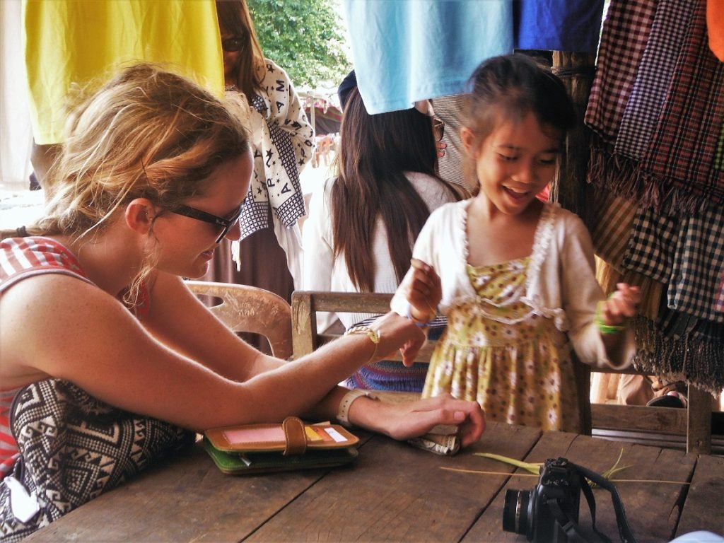 Making jewellery from bamboo, cambodia
