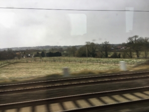 Fields on London- Lichfield train