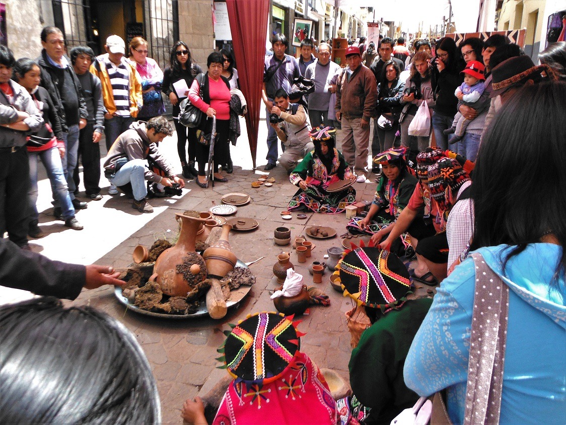 Artists in the square, Cusco, Peru