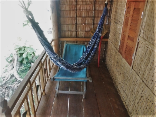 hammock outside wooden cabin, Cambodia's Rabbit Island