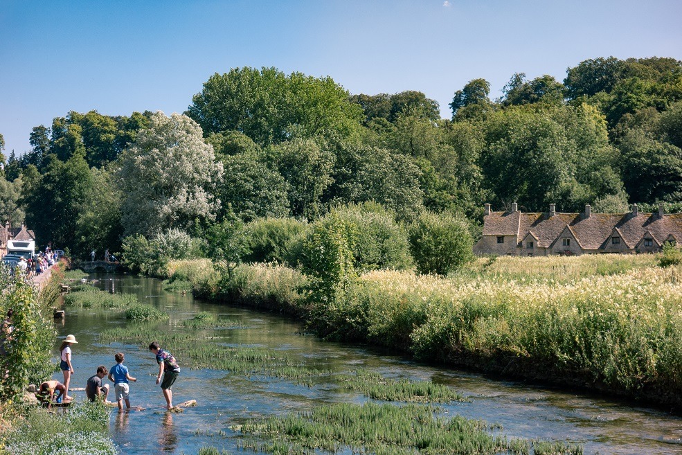kids playing the stream, Cotswolds