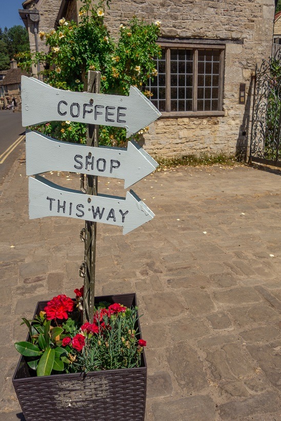 coffee shop sign, Castle Combe Cotswolds