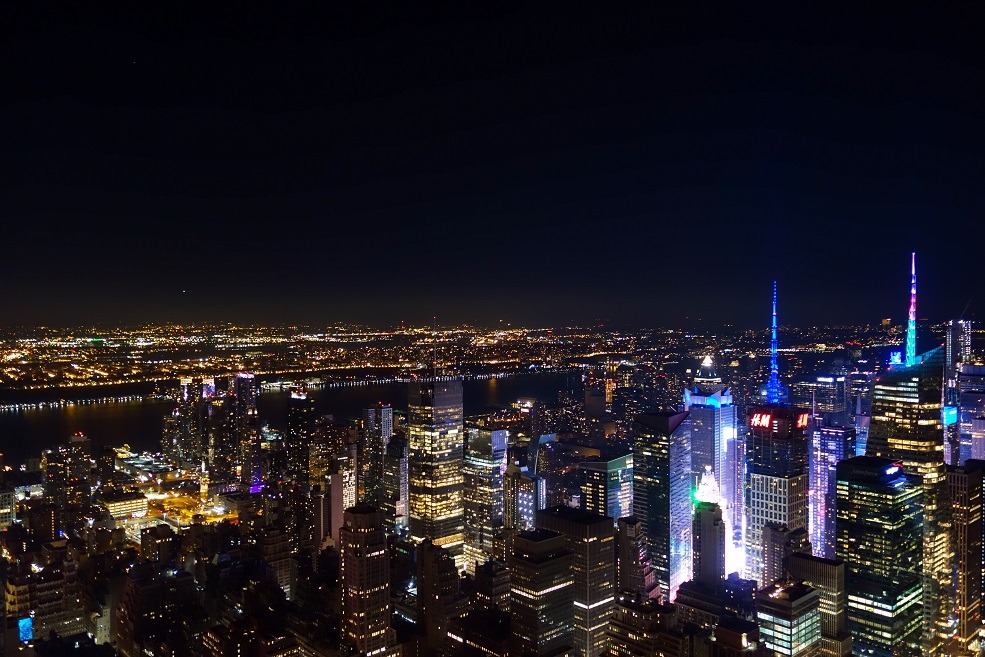 view from empire state building at night
