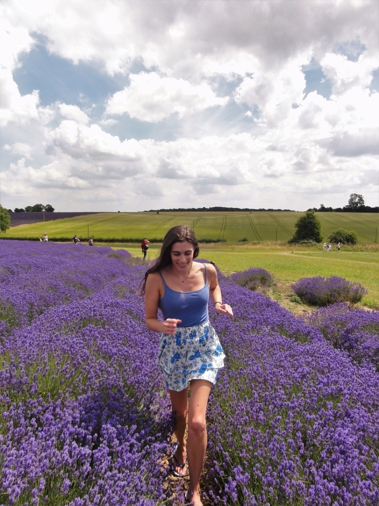 running through lavender fields, Cotswolds