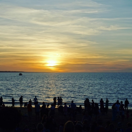 sun setting over the ocean, darwin, australia