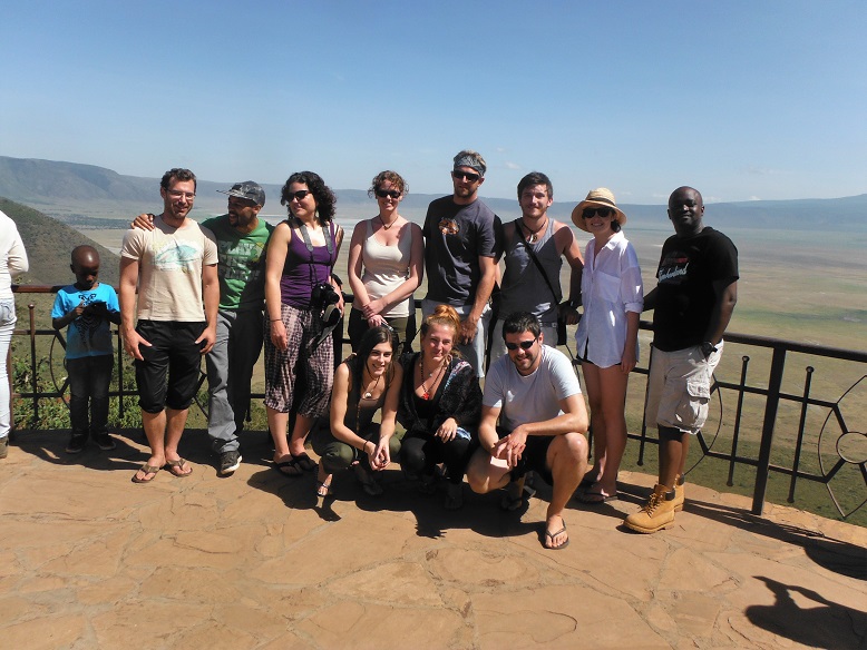tour group photo overlooking serengeti, tanzania