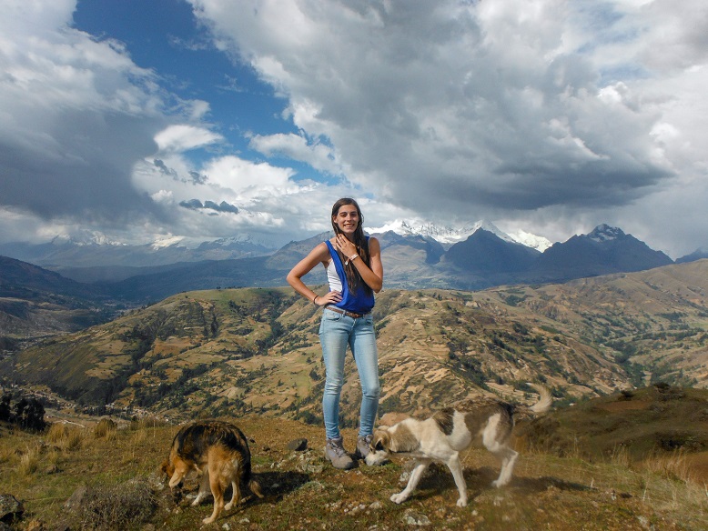 top of hill, Huaraz Peru with stray dogs