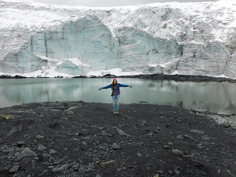 standing in front of glacier Peru