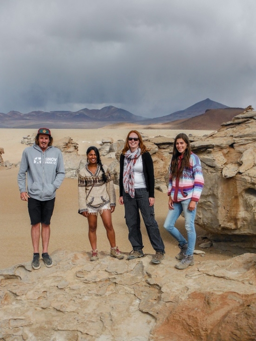 with group, on Salar de Uyuni , Bolivia