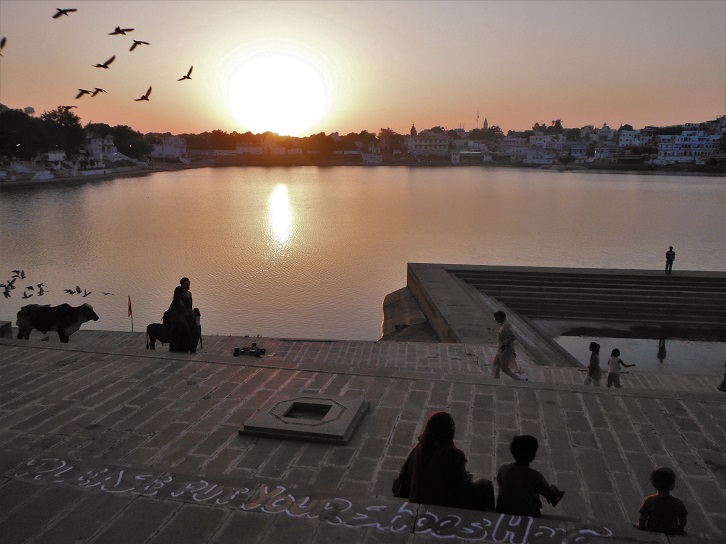 sunset lake pushkar India