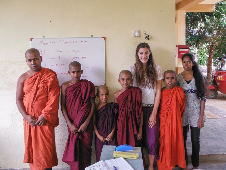 with monks students, Sri Lanka teaching