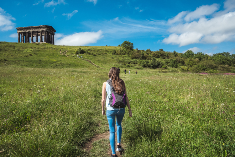 walking up the hill to Penshaw monument
