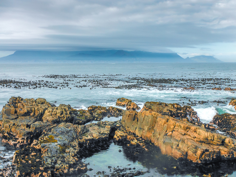 rocks by ocean waves in Cape Town