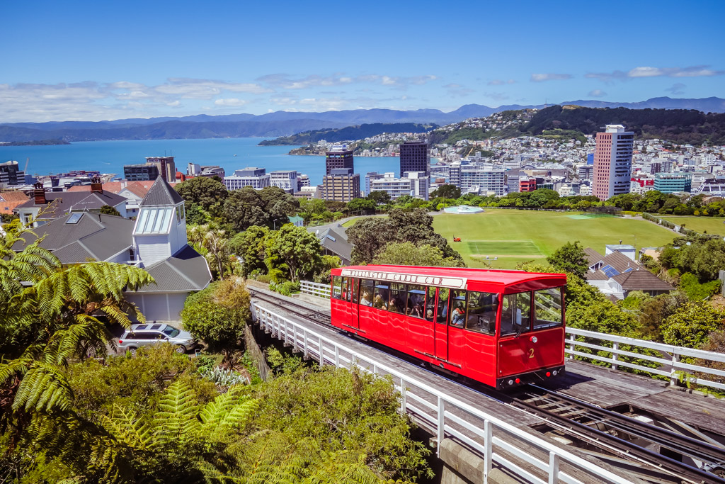 cable car overlooking Wellington, New Zealand