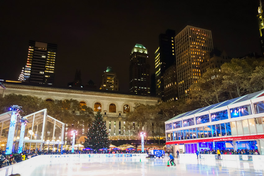 outdoor Ice skating at Bryant Park