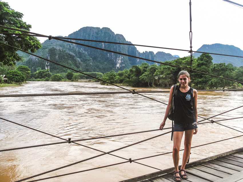 Mekong river standin on a bridge
