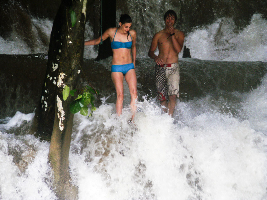jumping from waterfalls in Laos