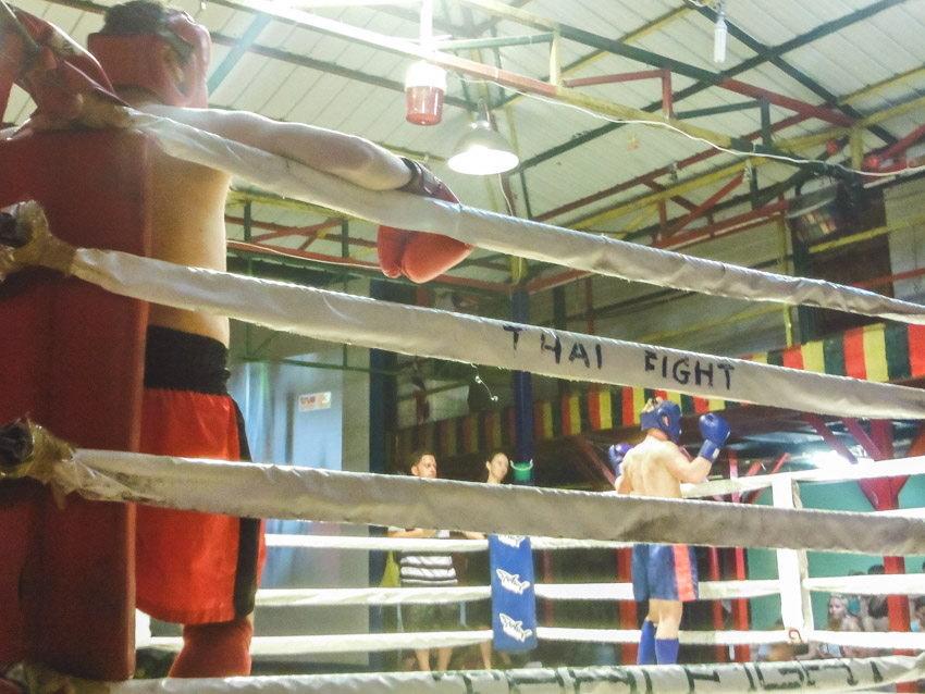 Thai boxing match ring