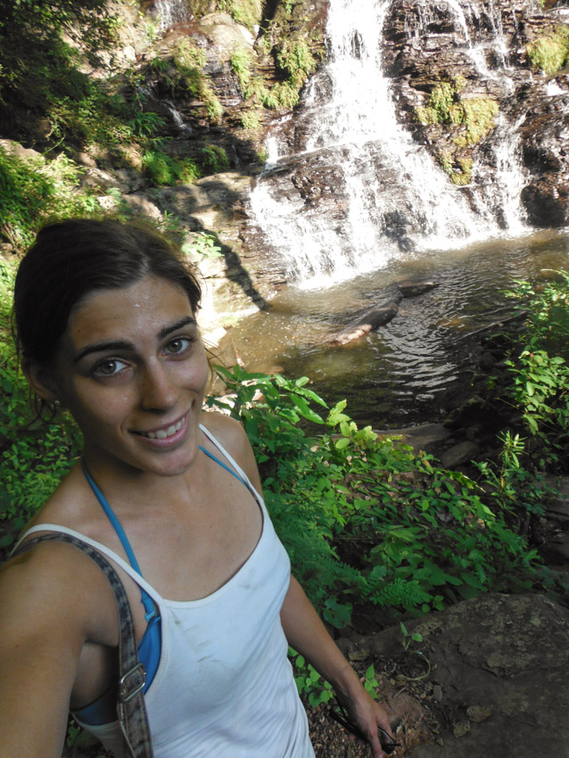 selfie by natural waterfall