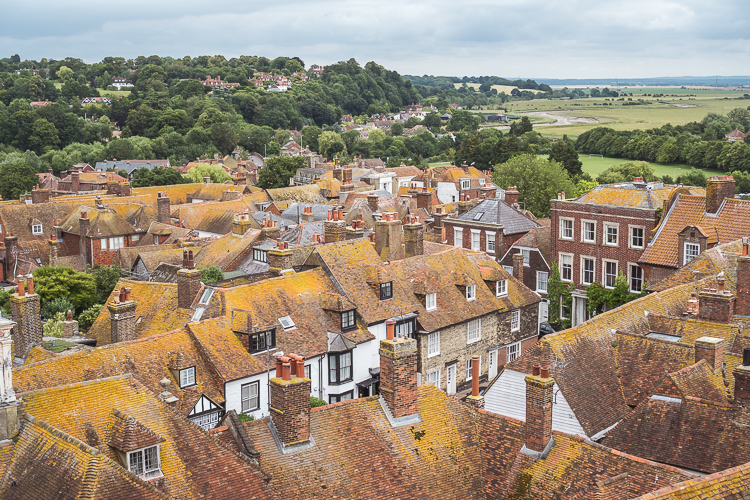 view over town from st mary's church, Rye