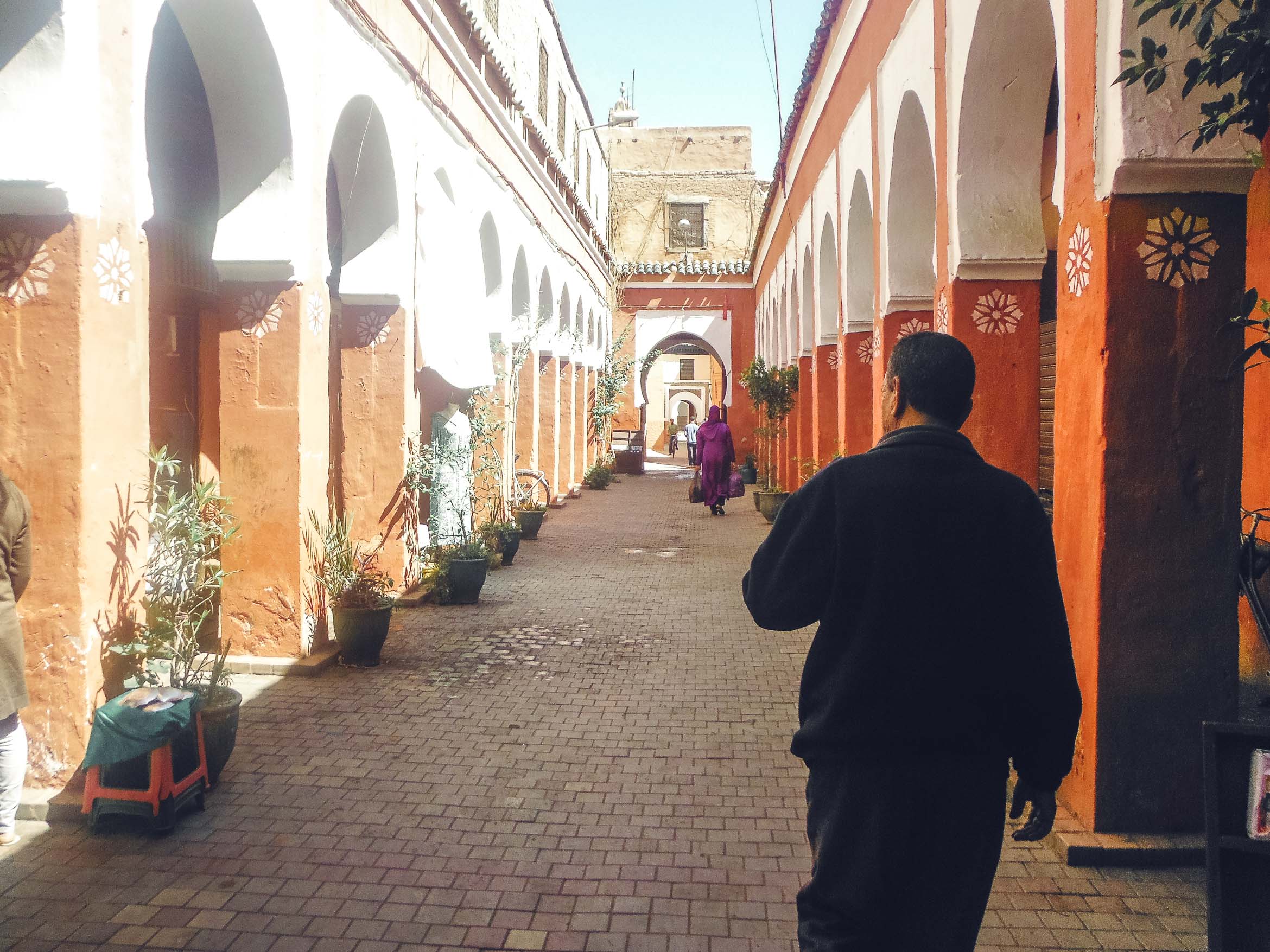Walking through local streets Morocco