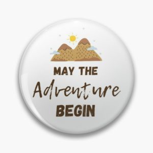 adventure begin drawstring badge