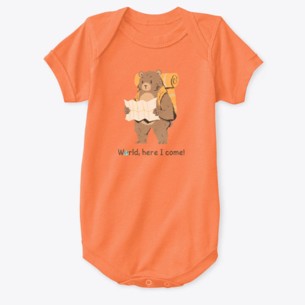bear baby onesie orange