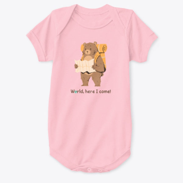 bear baby onesie pink
