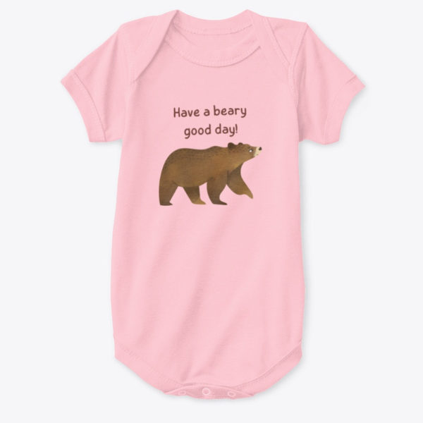 beary good baby onesie pink