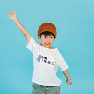 boy wearing mini explorer t shirt