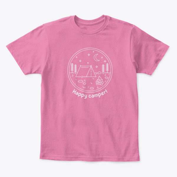 happy camper tshirt pink