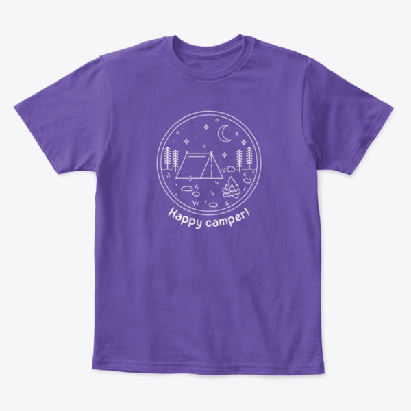 happy camper tshirt purple