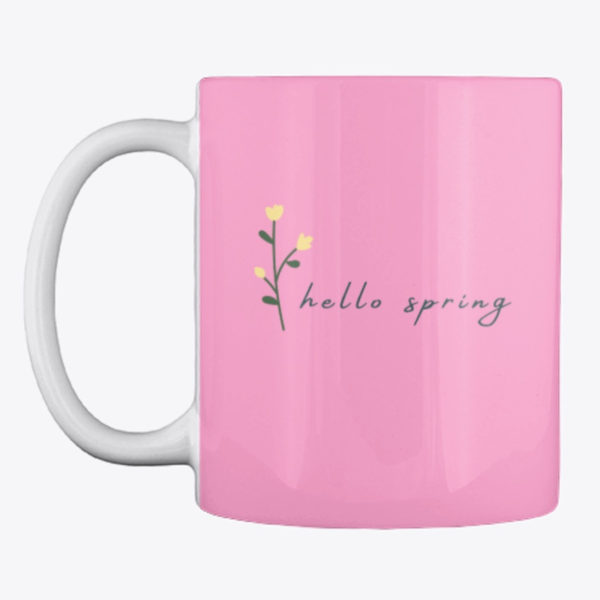hello spring mug pink