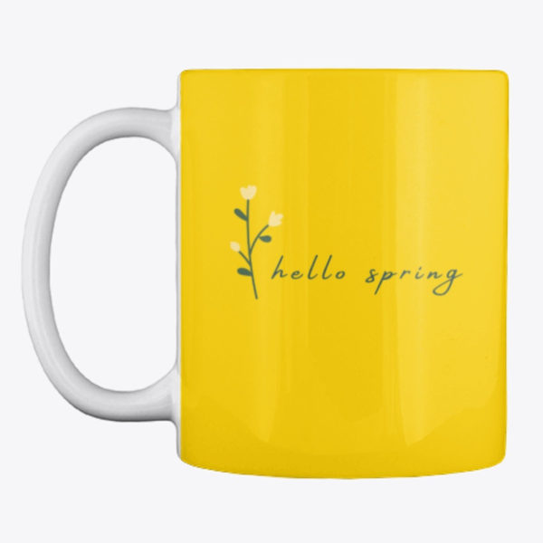 hello spring mug yellow