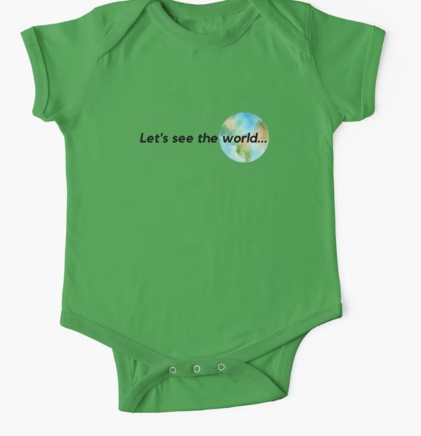 lets see the world baby onesie green