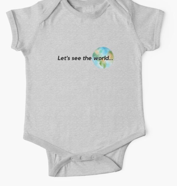 lets see the world baby onesie grey