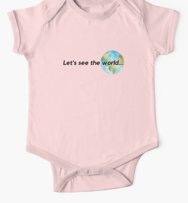 lets see the world baby onesie pink