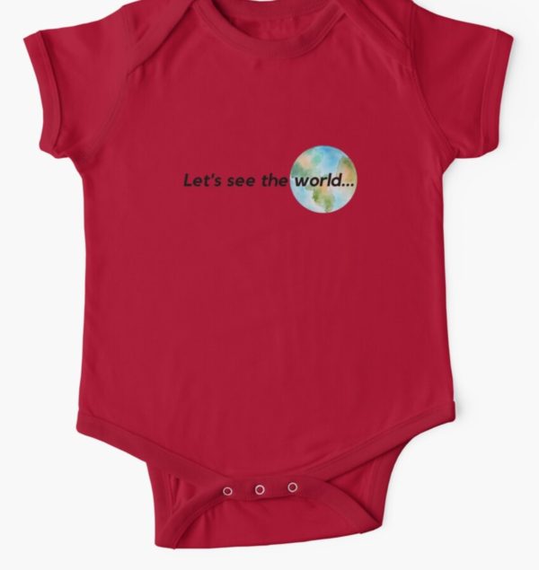 lets see the world baby onesie red