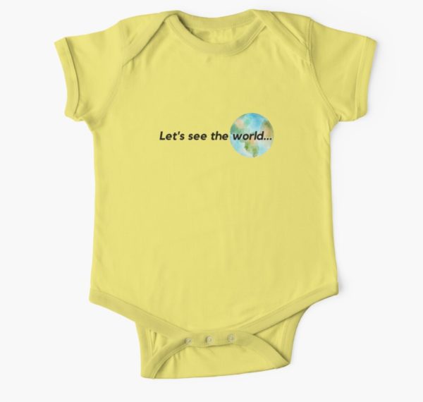 lets see the world baby onesie yellow