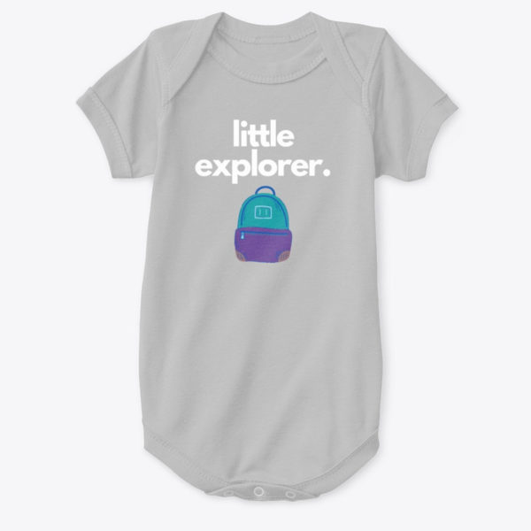 little explorer baby bodysuit grey