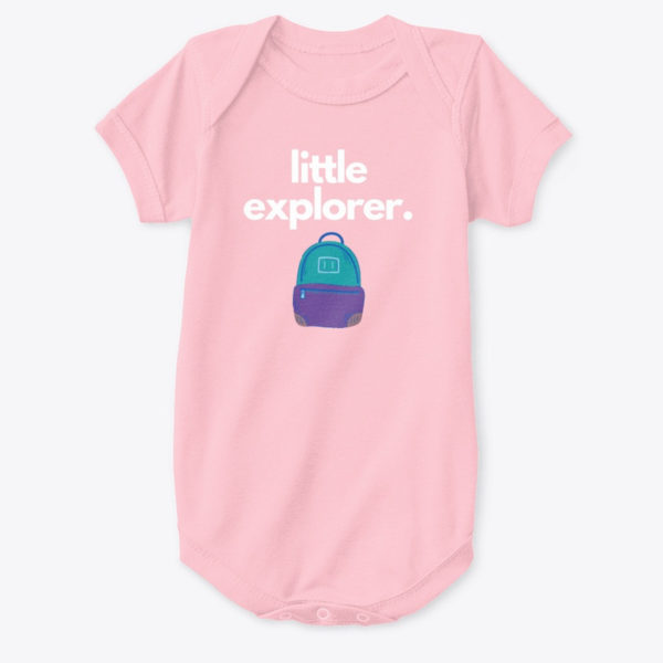 little explorer baby bodysuit pink