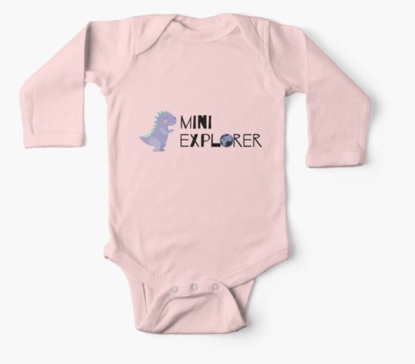 mini explorer baby long onesie pink