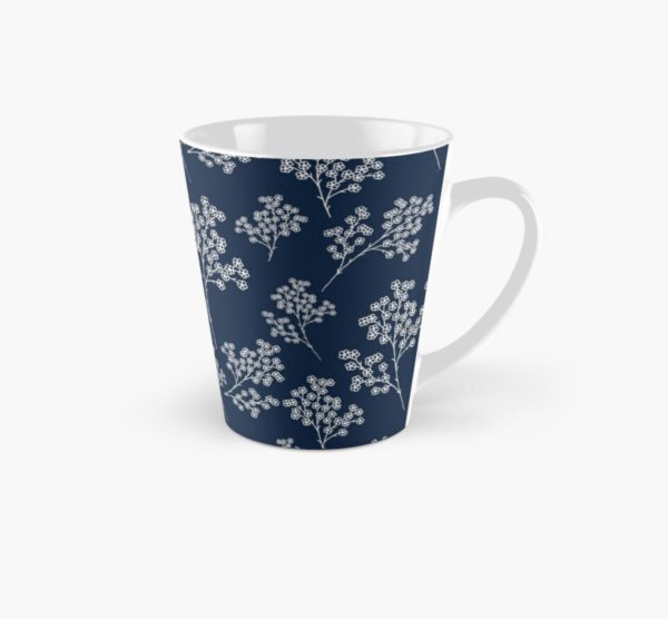 navy blue leaves mug