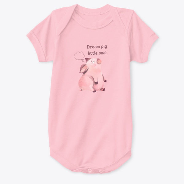 pig baby bodysuit pink