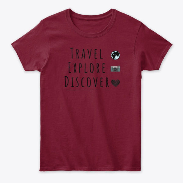 travel, explore, discover tee red