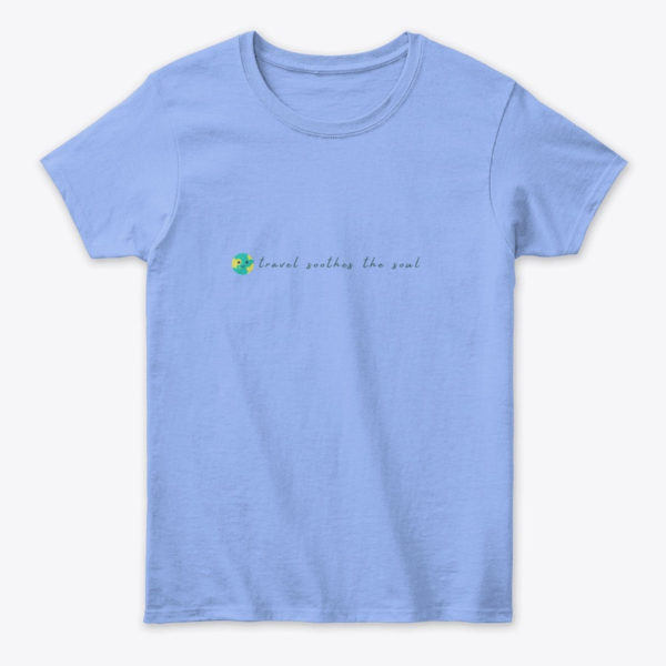 travel soothes the soul tshirt blue