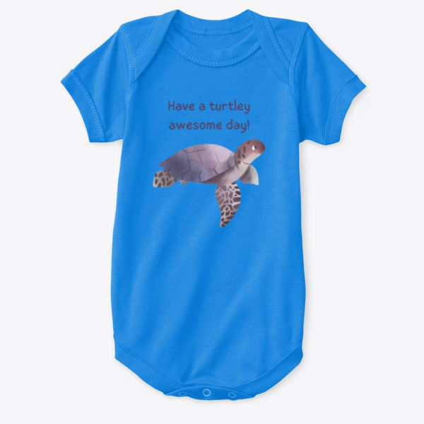 turtle baby onesie blue