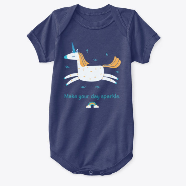 unicorn baby onesie navy