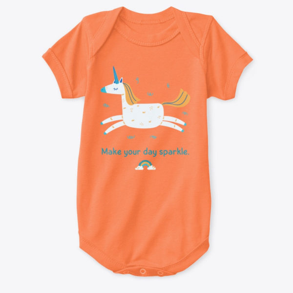 unicorn baby onesie orange